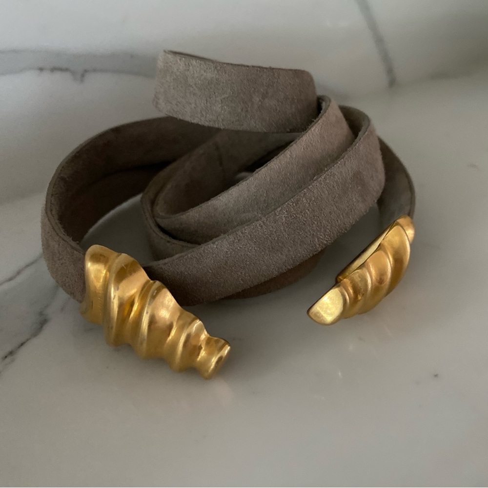 Donna Karan Gold and Tan Wrap Bracelet